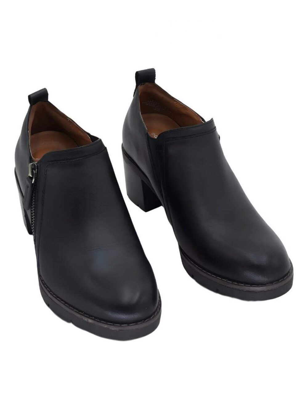 Easy Spirit Cosa Eflex Side Zip Block Heel Shooties Black 7.5 M
